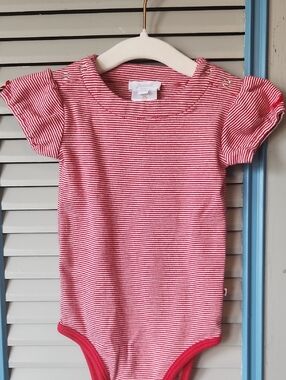 Jacadi Paris Red White Striped Bodysuit